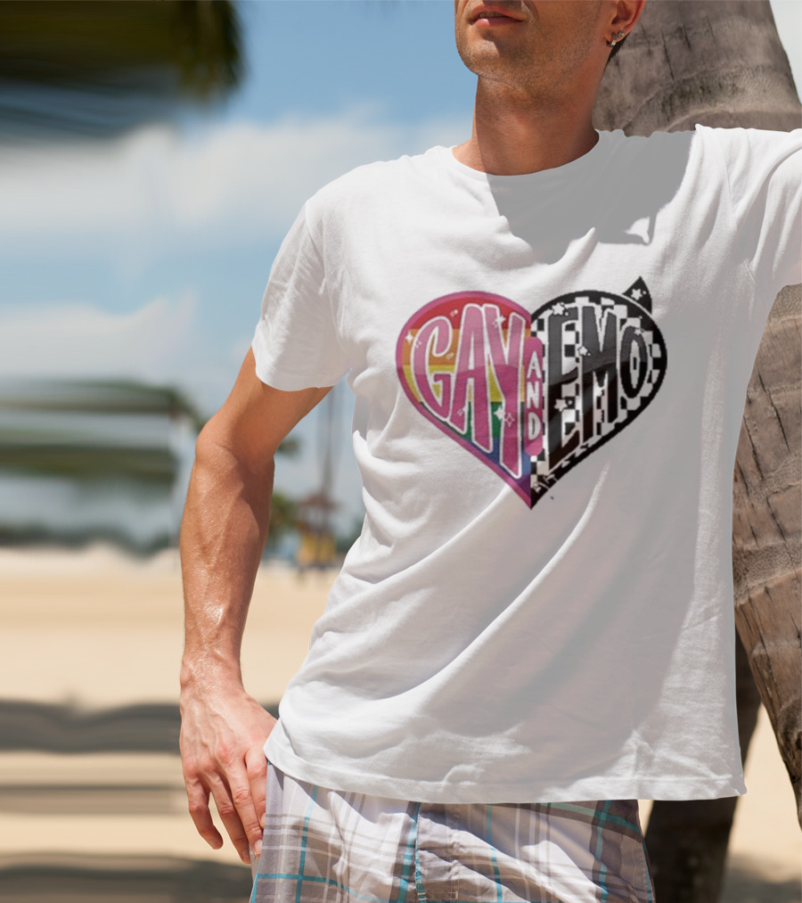 Gay And Emo Rainbow Heart T-Shirt