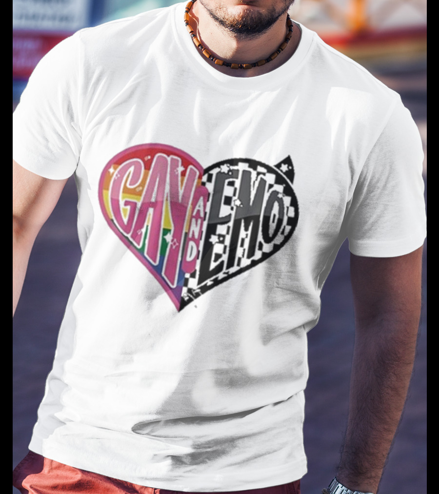 Gay And Emo Rainbow Heart T-Shirt