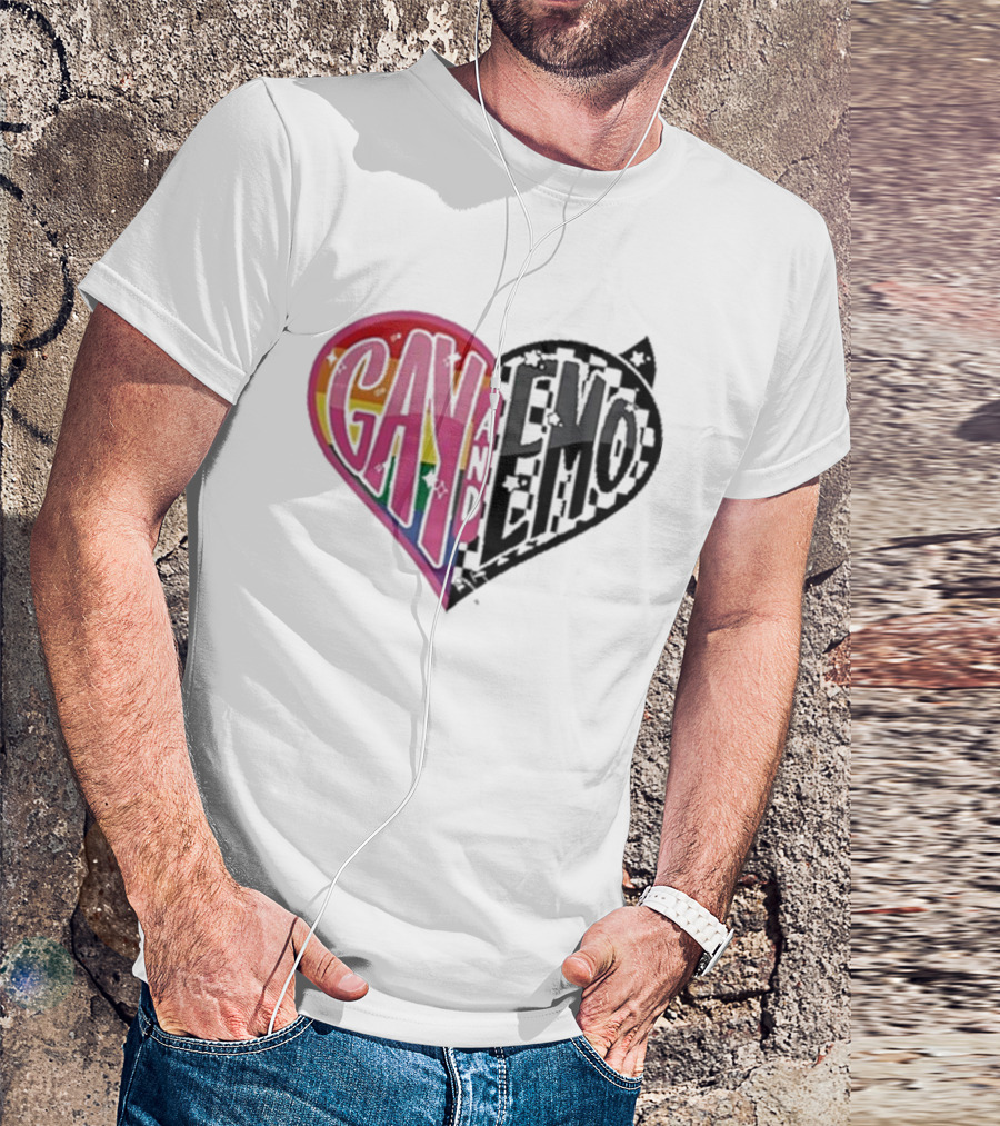 Gay And Emo Rainbow Heart T-Shirt