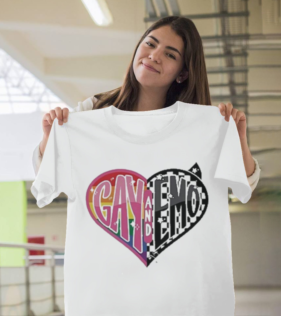 Gay And Emo Rainbow Heart T-Shirt