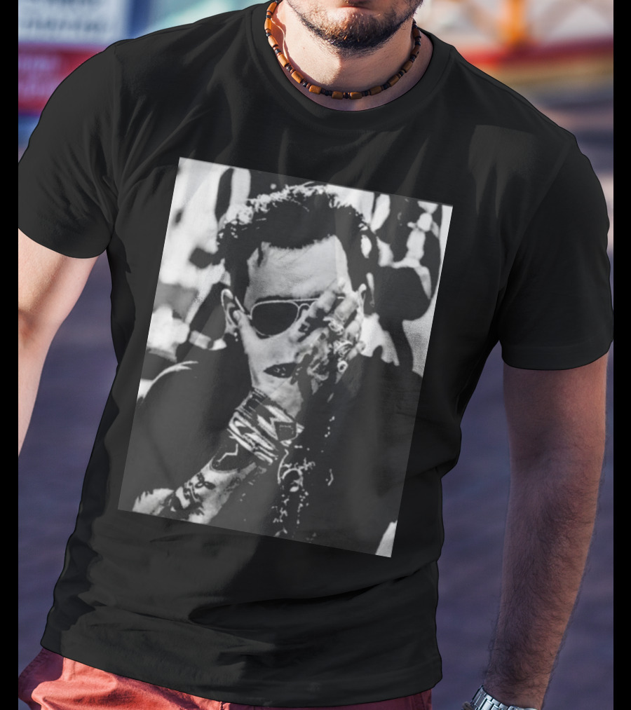 Johnny Depp Black And White Tattoo Style Photo T-Shirt