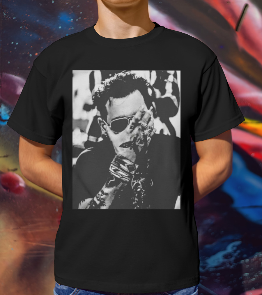 Johnny Depp Black And White Tattoo Style Photo T-Shirt
