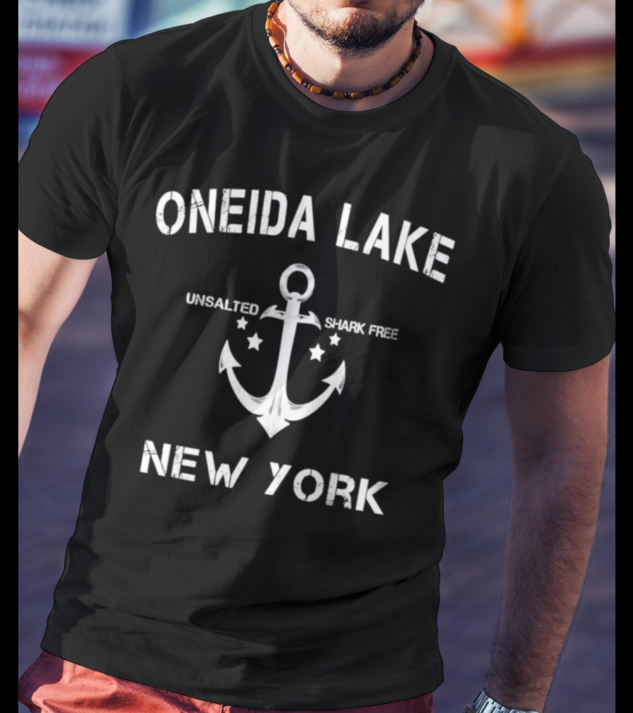 Oneida Lake Unsalted Shark Free Anchor New York T-Shirt