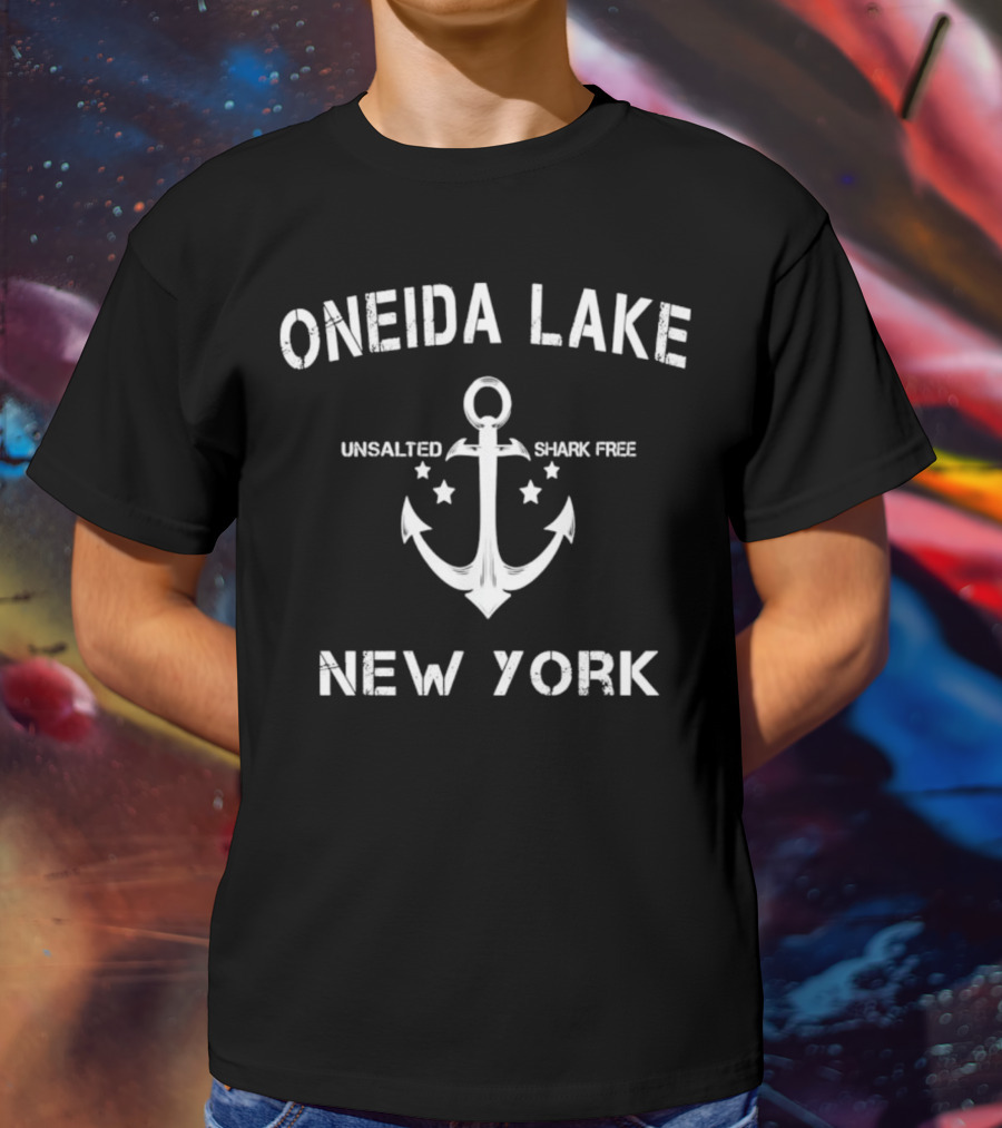 Oneida Lake Unsalted Shark Free Anchor New York T-Shirt