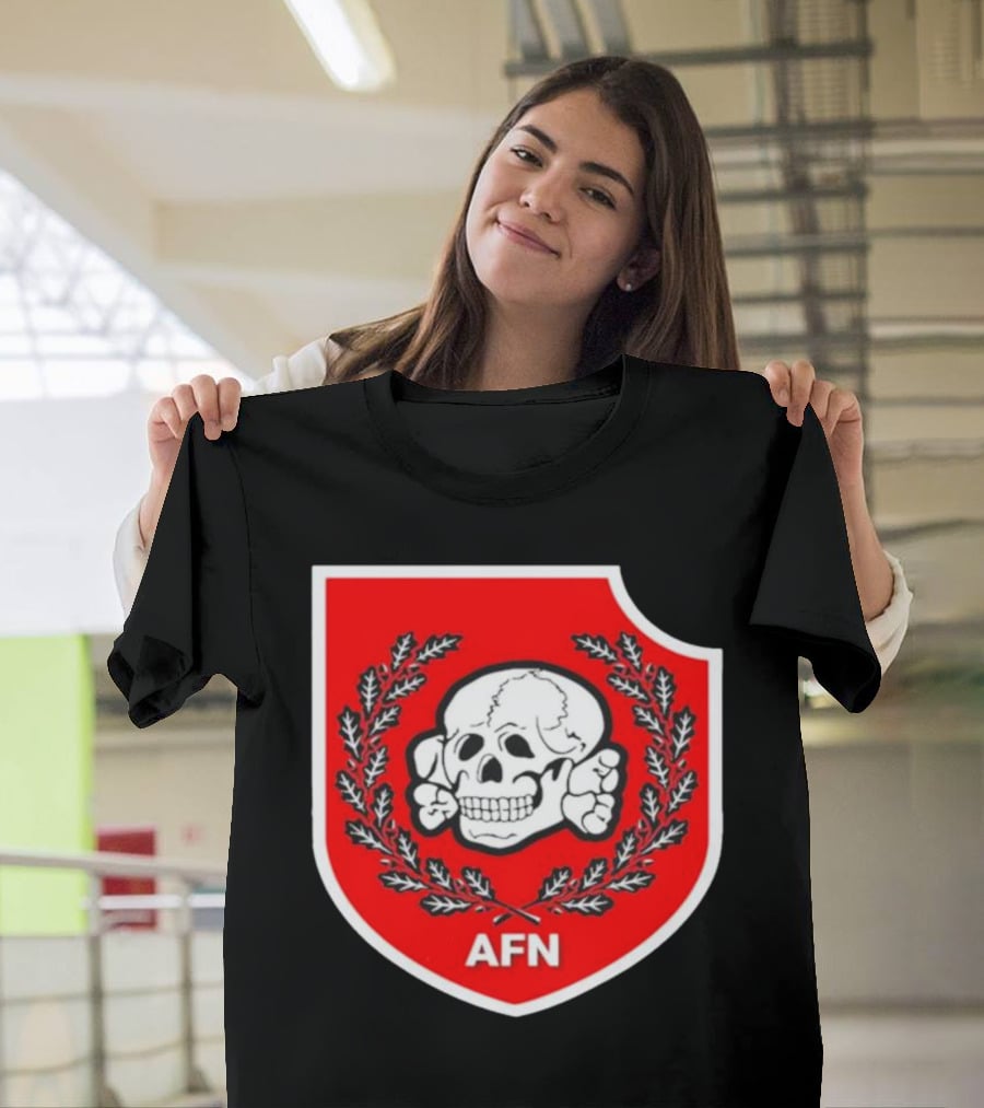 Amuse AFN Aryan Freedom Network Skull Emblem Badge T-Shirt