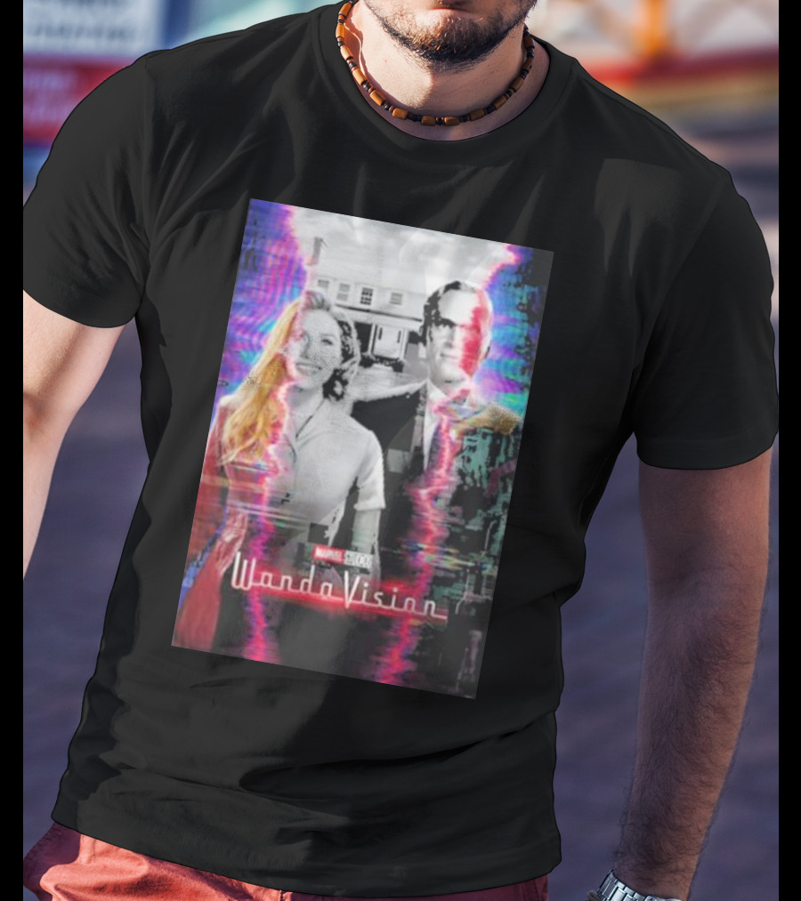Marvel Studios WandaVision Colorful Glitch Effect Retro TV T-Shirt