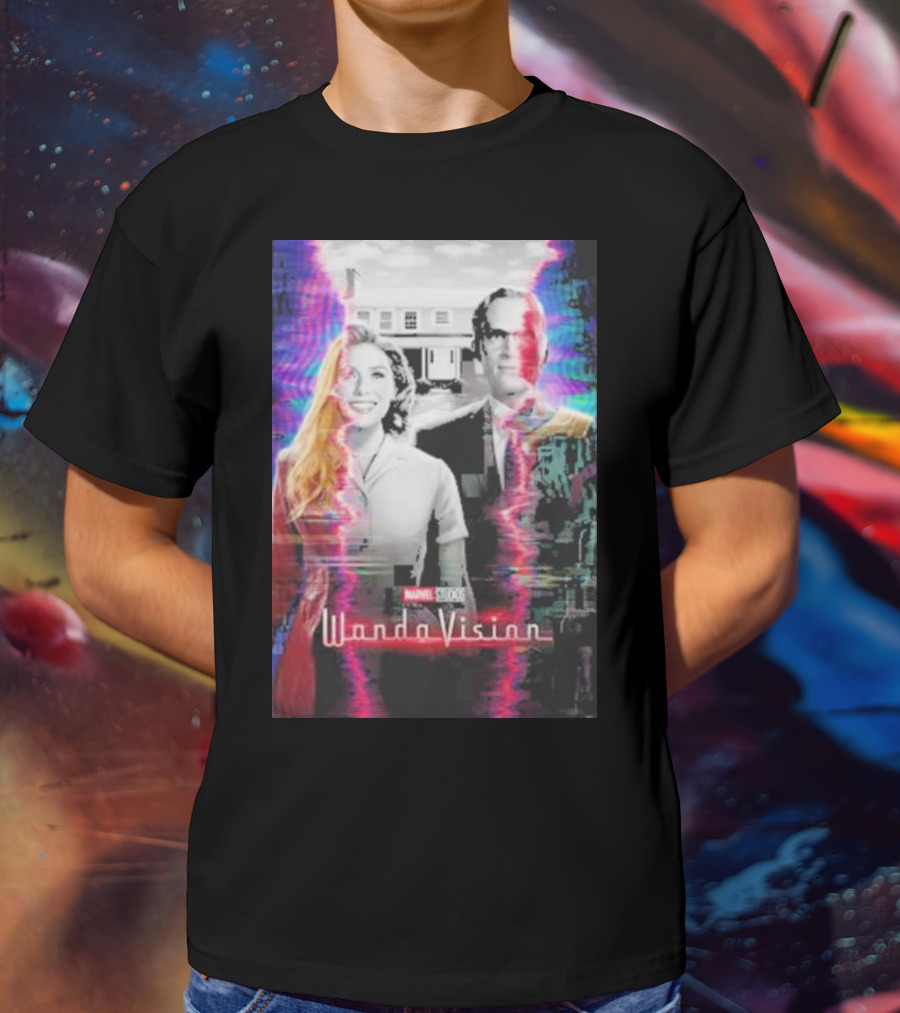 Marvel Studios WandaVision Colorful Glitch Effect Retro TV T-Shirt