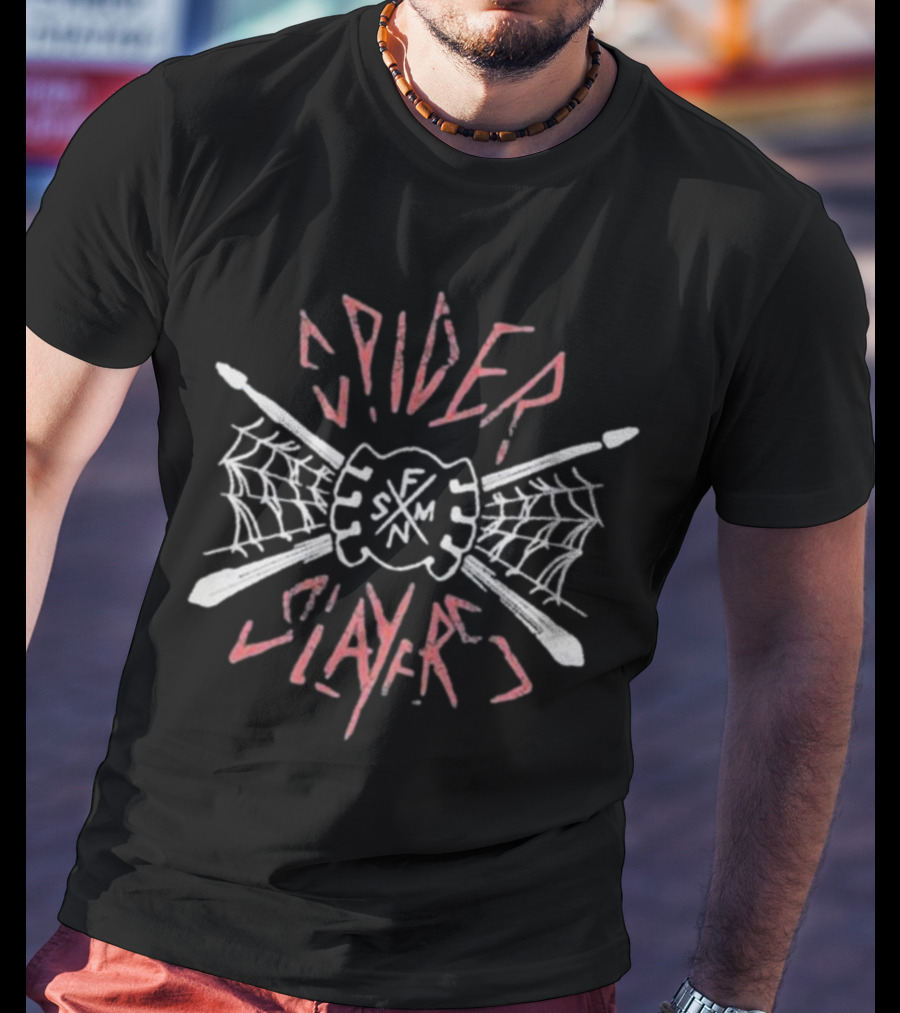 Spider Slayers SFMA Charcoal Drumsticks Web Crossed T-Shirt