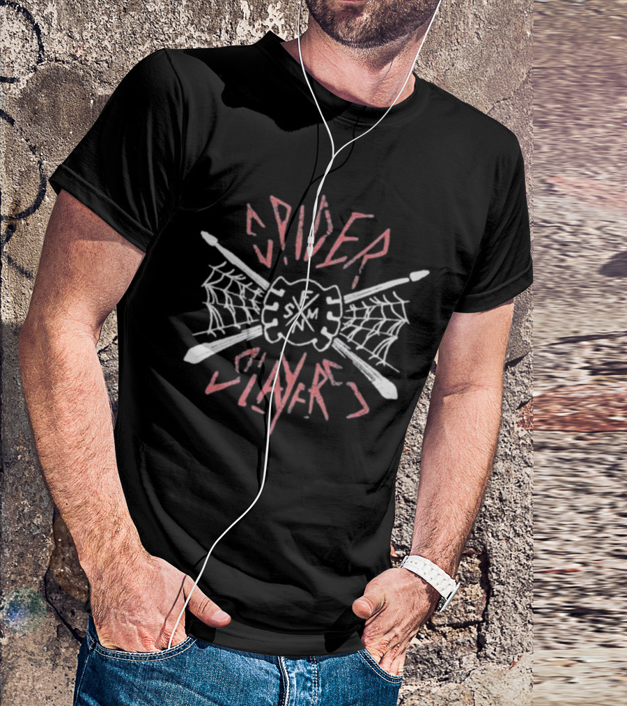 Spider Slayers SFMA Charcoal Drumsticks Web Crossed T-Shirt