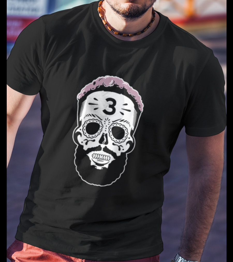 Sugar Skull Beard Art Pink Edition 3 T-Shirt