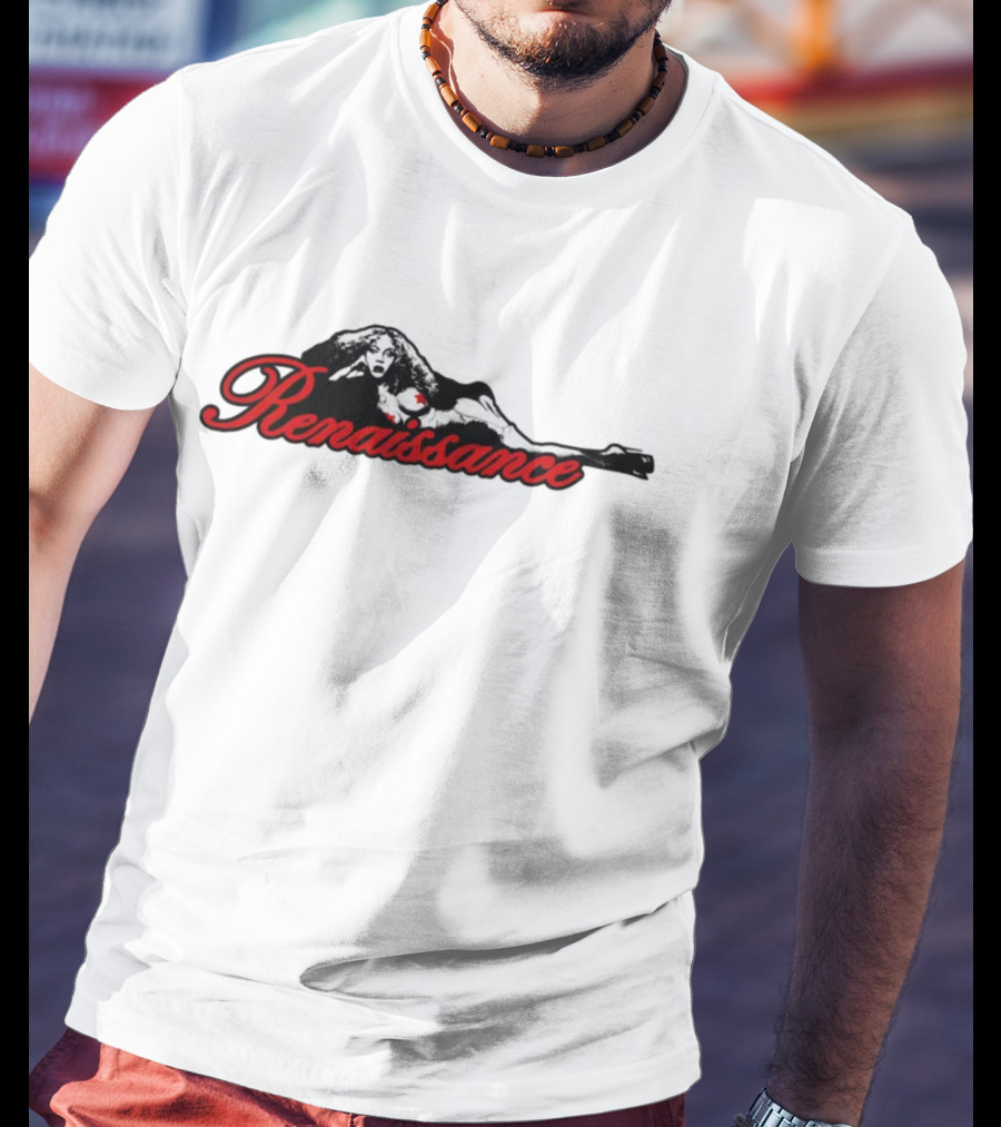 Beyonce Renaissance Ringer Black Image Relaxed Pose T-Shirt