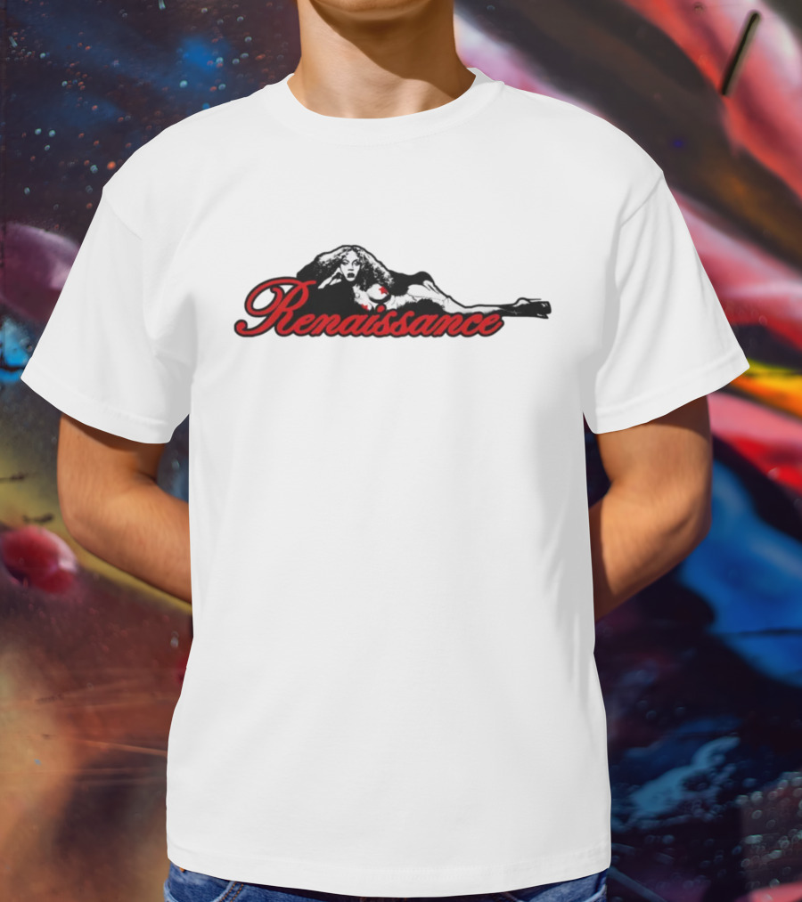 Beyonce Renaissance Ringer Black Image Relaxed Pose T-Shirt