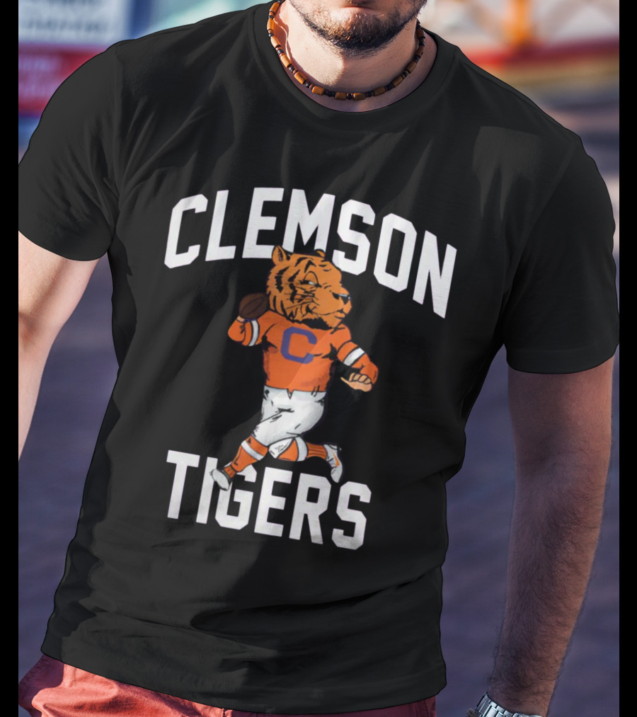 Clemson Tigers Vintage Style Retro Running Mascot T-Shirt