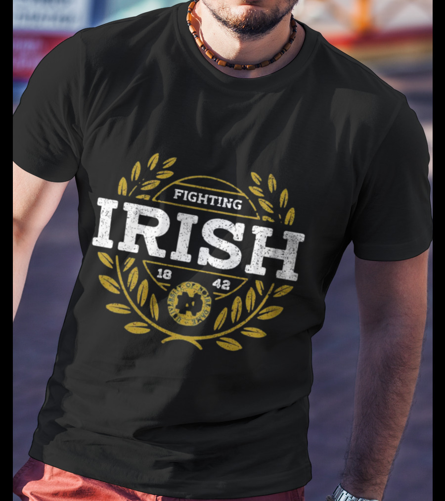 Fighting Irish University Of Notre Dame Established 1842 Laurel Emblem T-Shirt