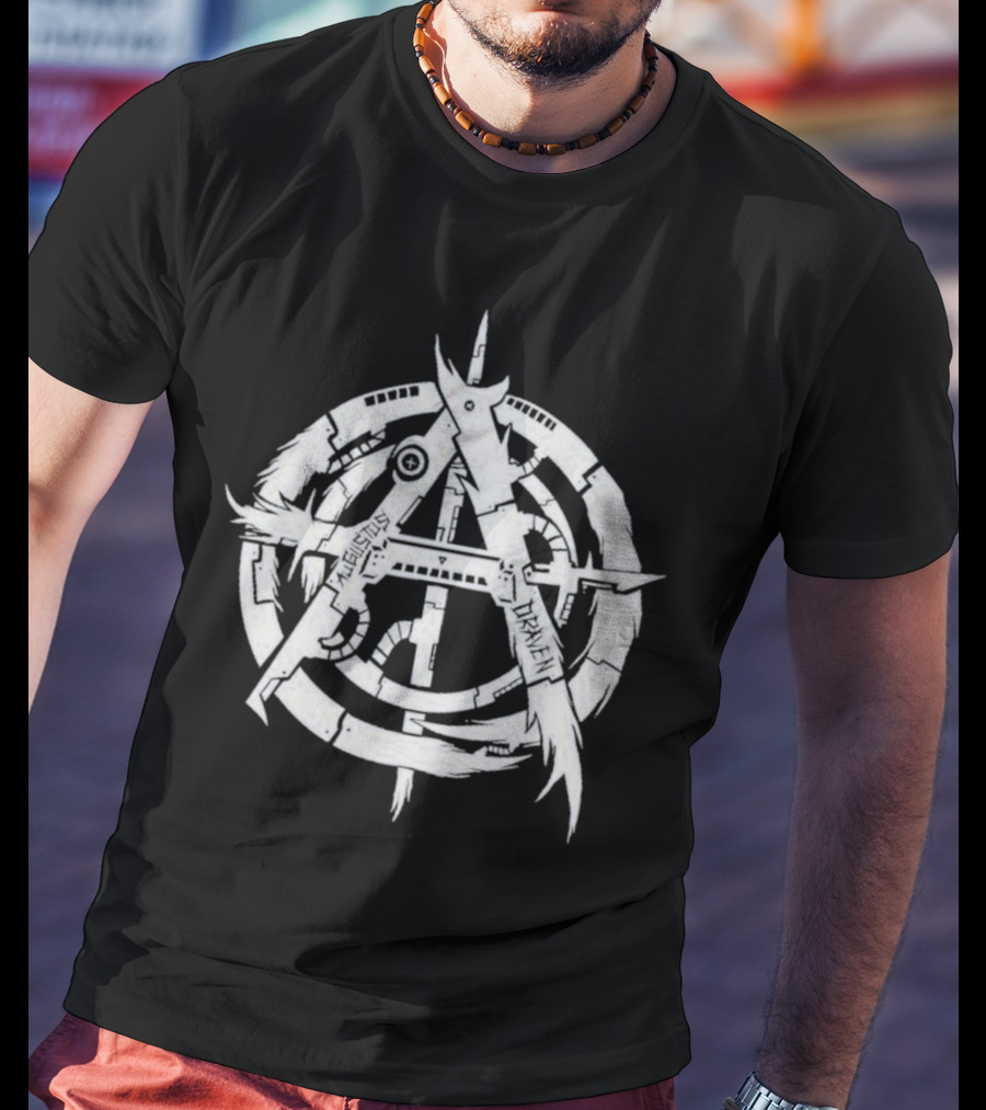 Relentless Driven Anarchy Symbol Silver And Blue T-Shirt
