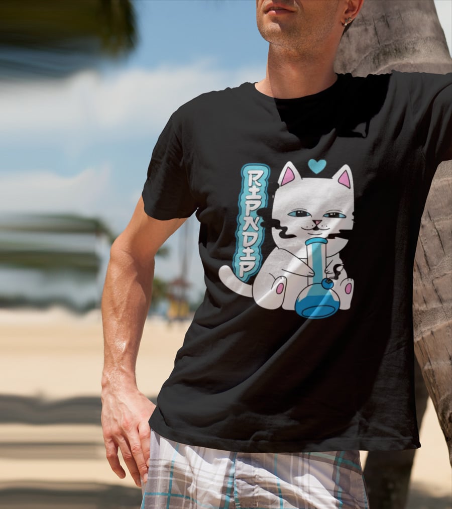 Ripndip Clothing Cat With Bong And Heart Motif T-Shirt
