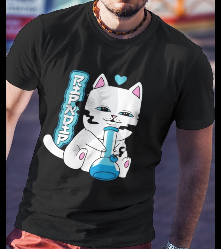 Ripndip Clothing Cat With Bong And Heart Motif T-Shirt
