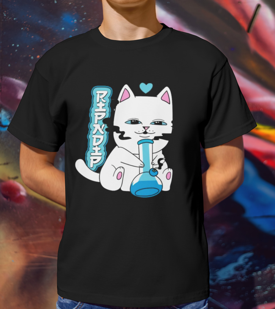 Ripndip Clothing Cat With Bong And Heart Motif T-Shirt