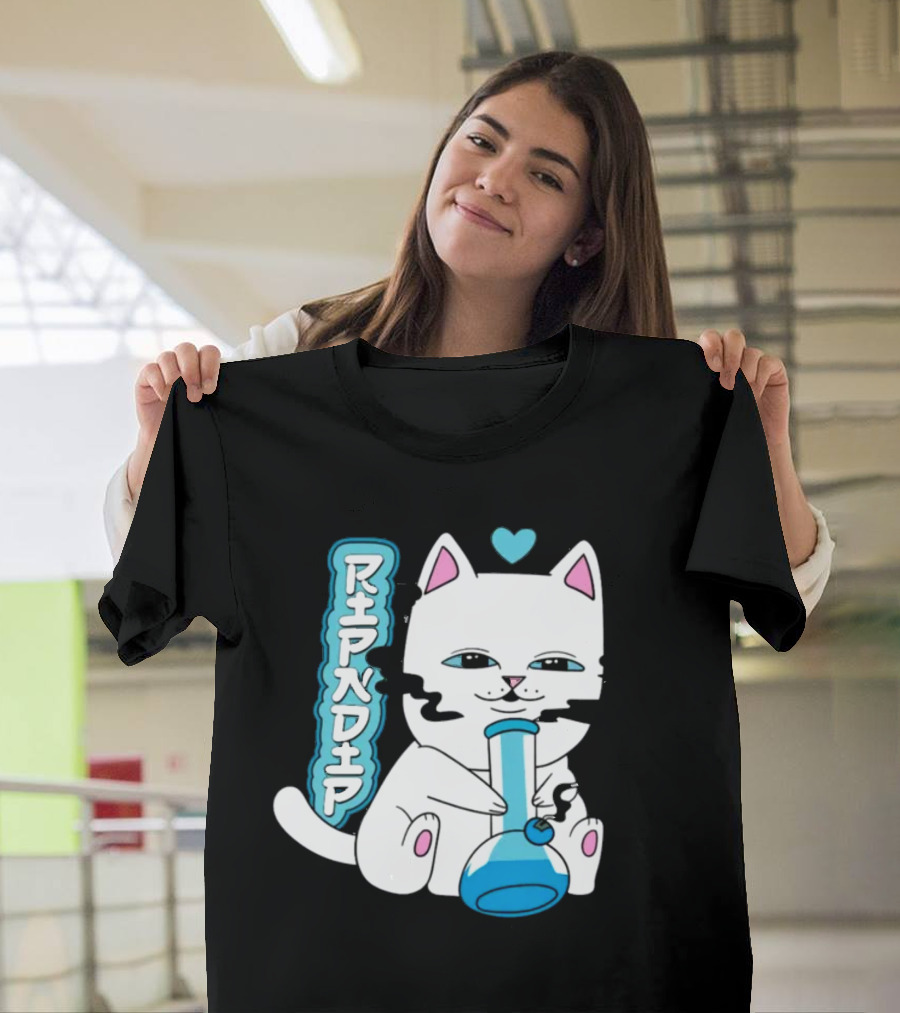 Ripndip Clothing Cat With Bong And Heart Motif T-Shirt