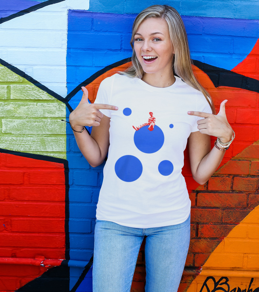 Harry's Styles Merch Red Figure Blue Polka Dot T-Shirt