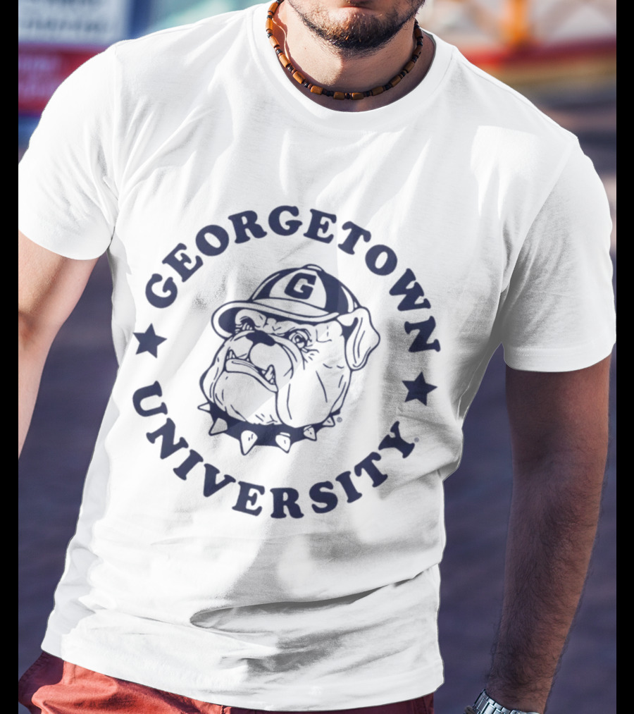 Georgetown University Bulldog Logo Homefield Apparel Hoyas White T-Shirt