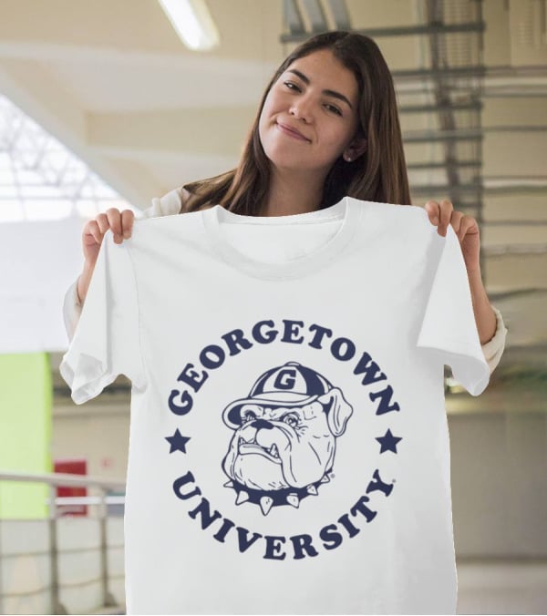 Georgetown University Bulldog Logo Homefield Apparel Hoyas White T-Shirt
