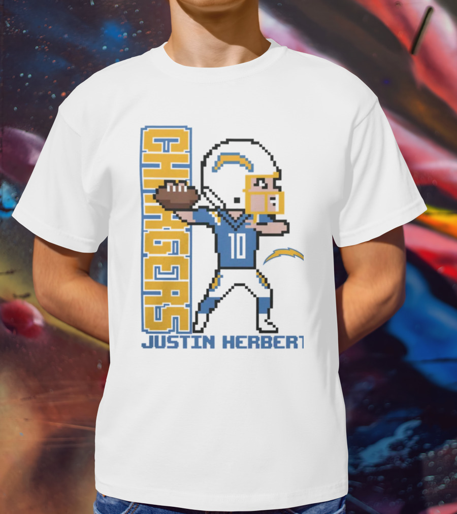 Justin Herbert Los Angeles Chargers Pixel Player 10 T-Shirt