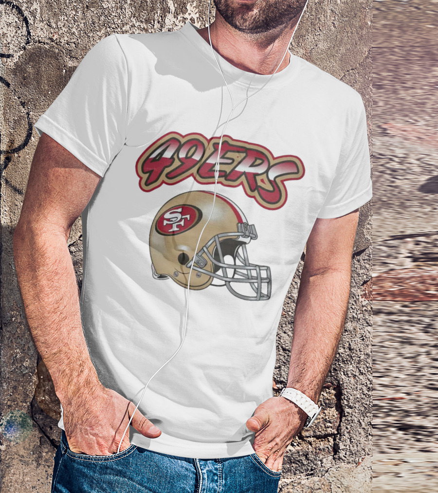 49ers SF Gold Helmet Red Outline Toddler Grey Huddle Up T-Shirt
