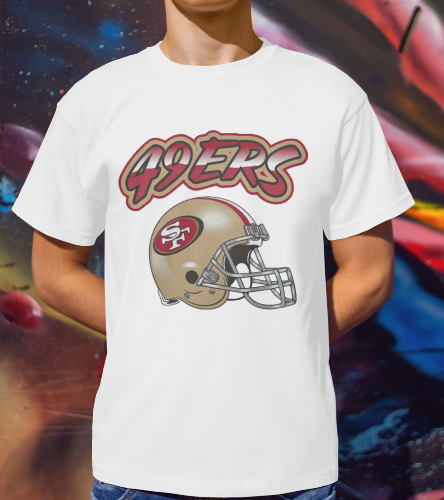 49ers SF Gold Helmet Red Outline Toddler Grey Huddle Up T-Shirt