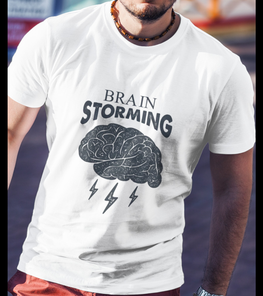 BRAIN STORMING Brain With Lightning Bolts T-Shirt