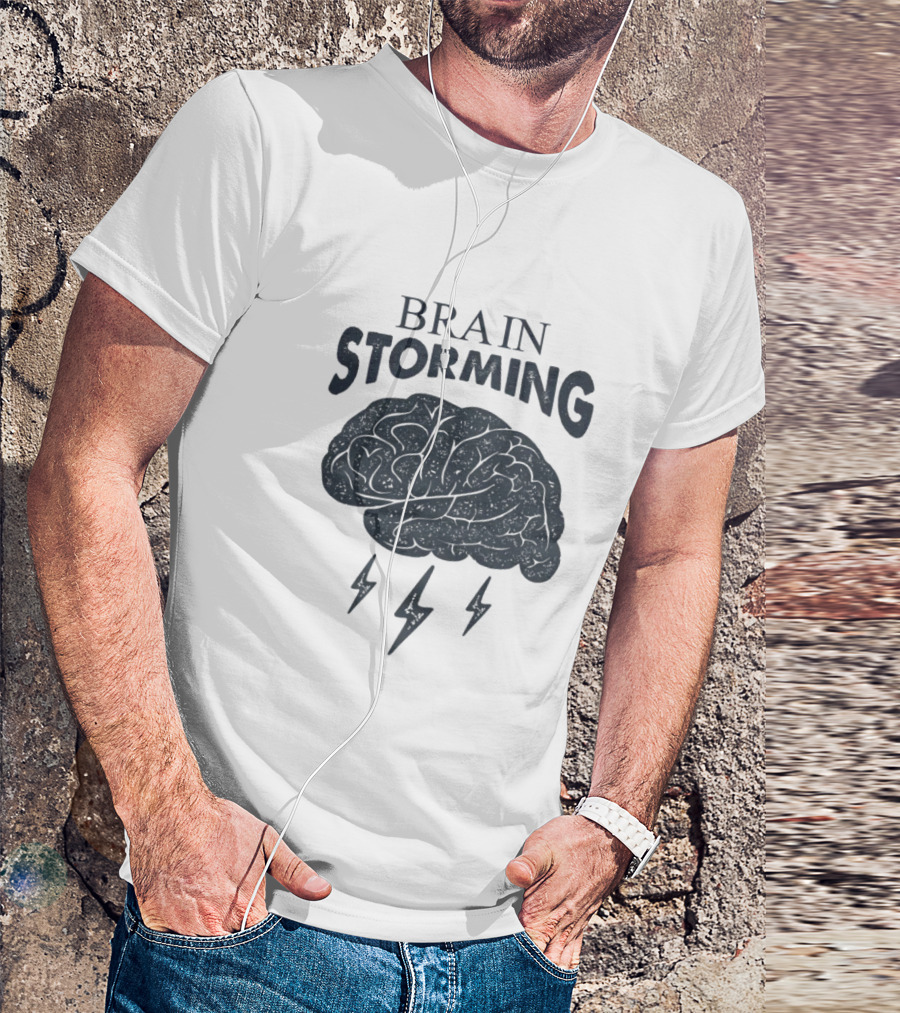 BRAIN STORMING Brain With Lightning Bolts T-Shirt