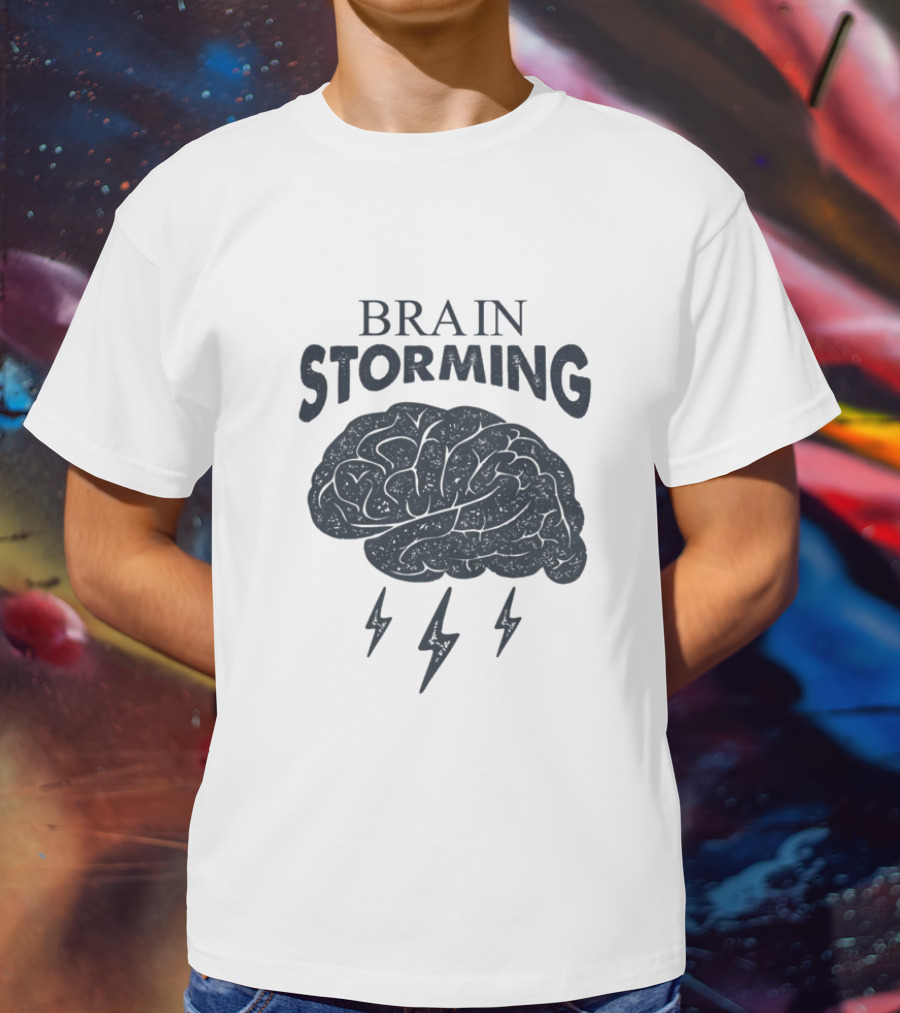 BRAIN STORMING Brain With Lightning Bolts T-Shirt