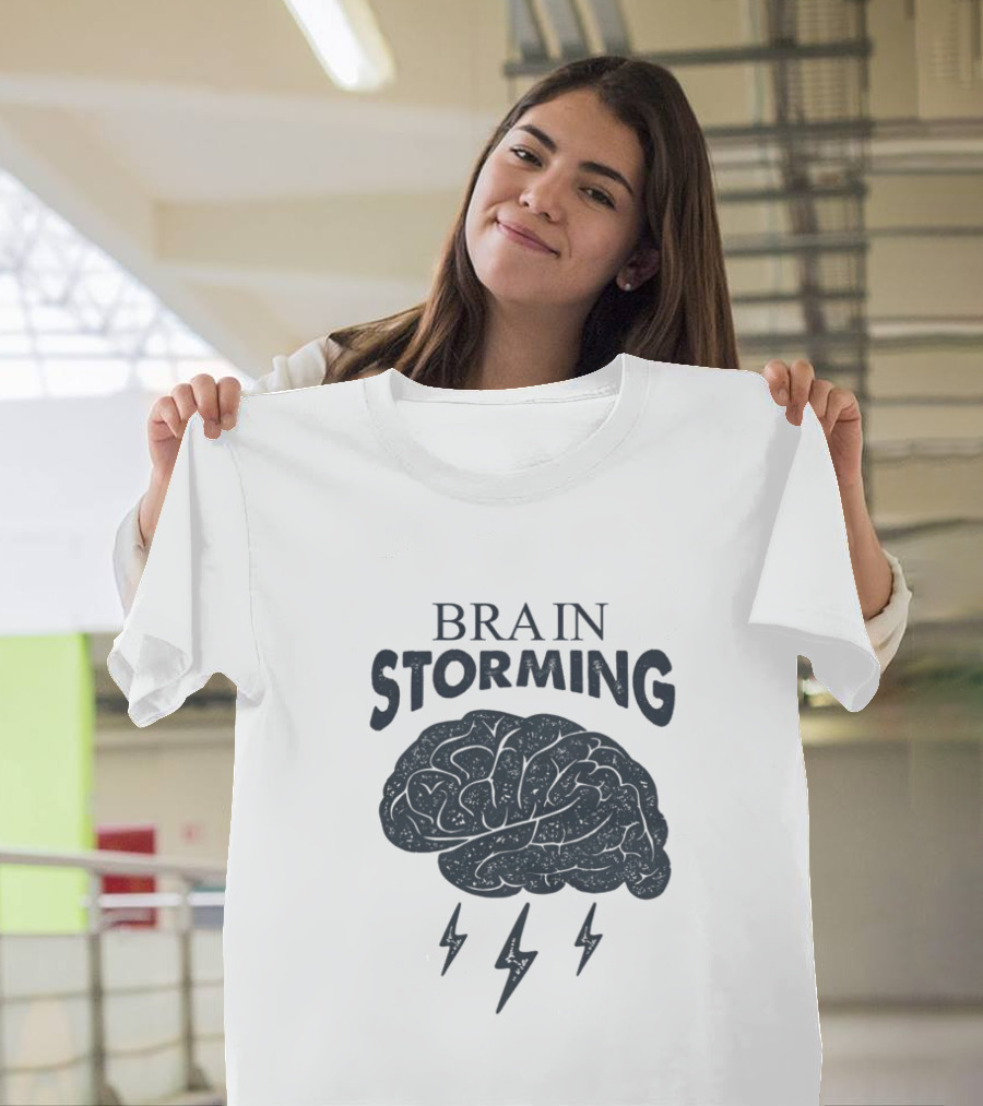 BRAIN STORMING Brain With Lightning Bolts T-Shirt