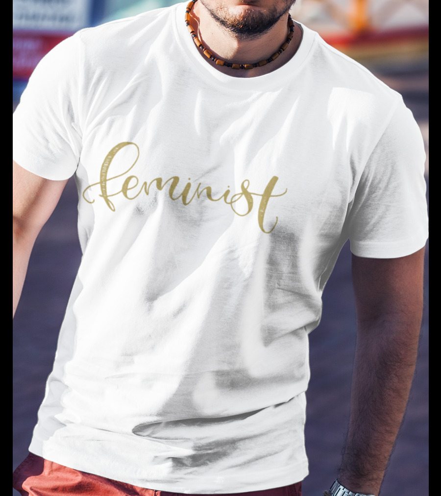 Feminist Script Text Gold T-Shirt