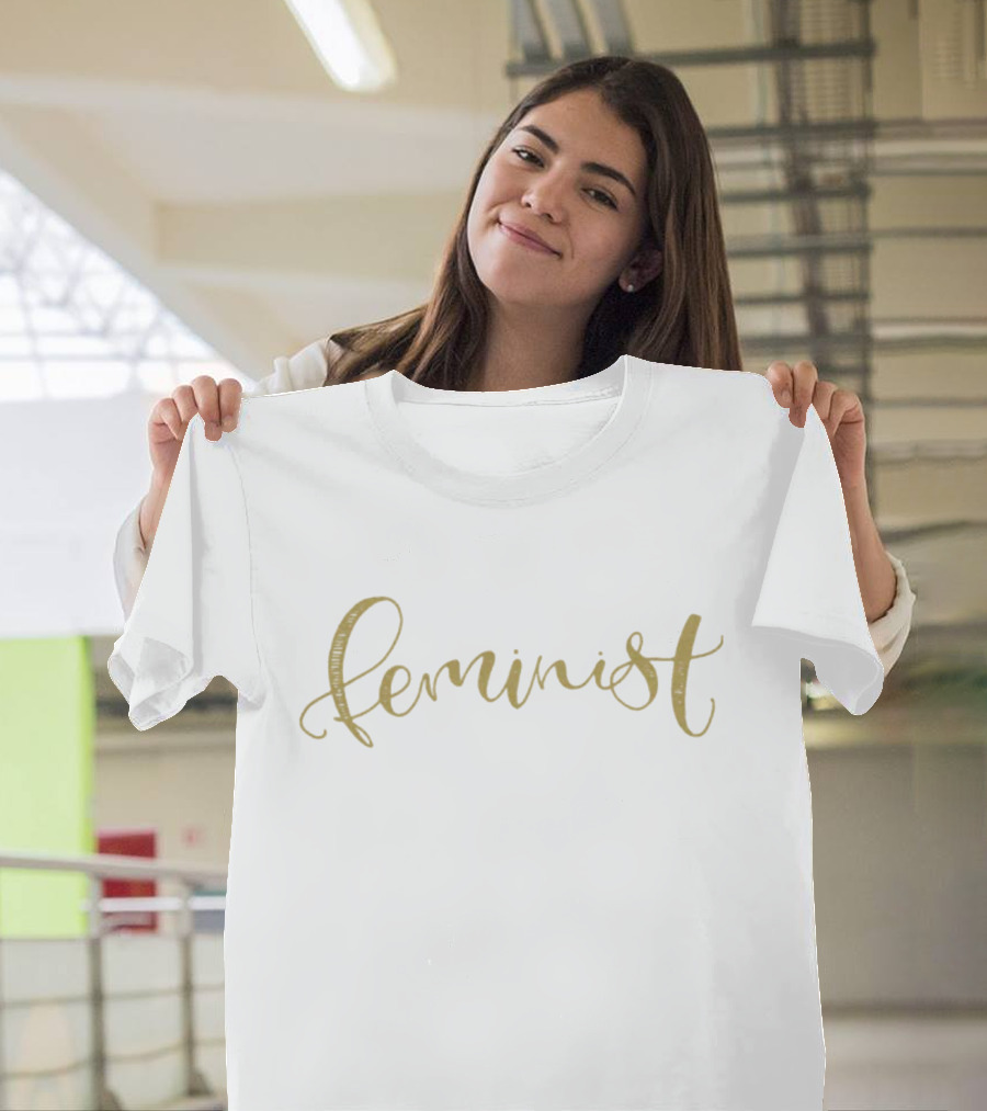 Feminist Script Text Gold T-Shirt