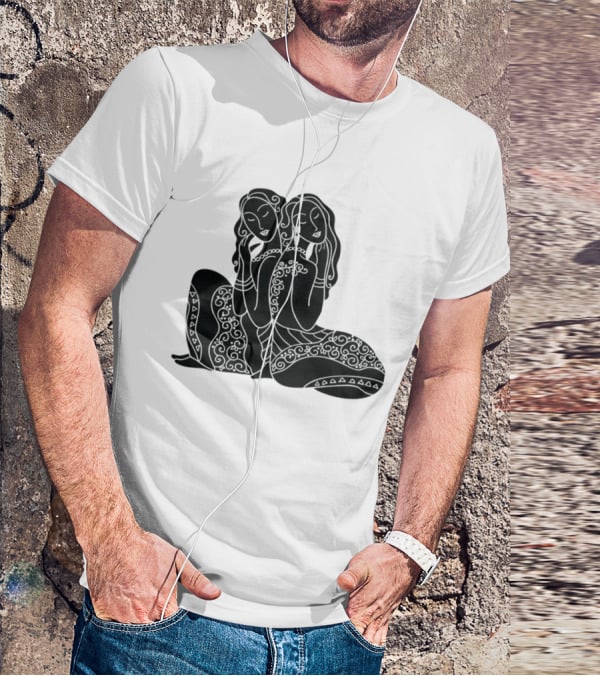 Gemini Zodiac Twins Sitting Embrace T-Shirt
