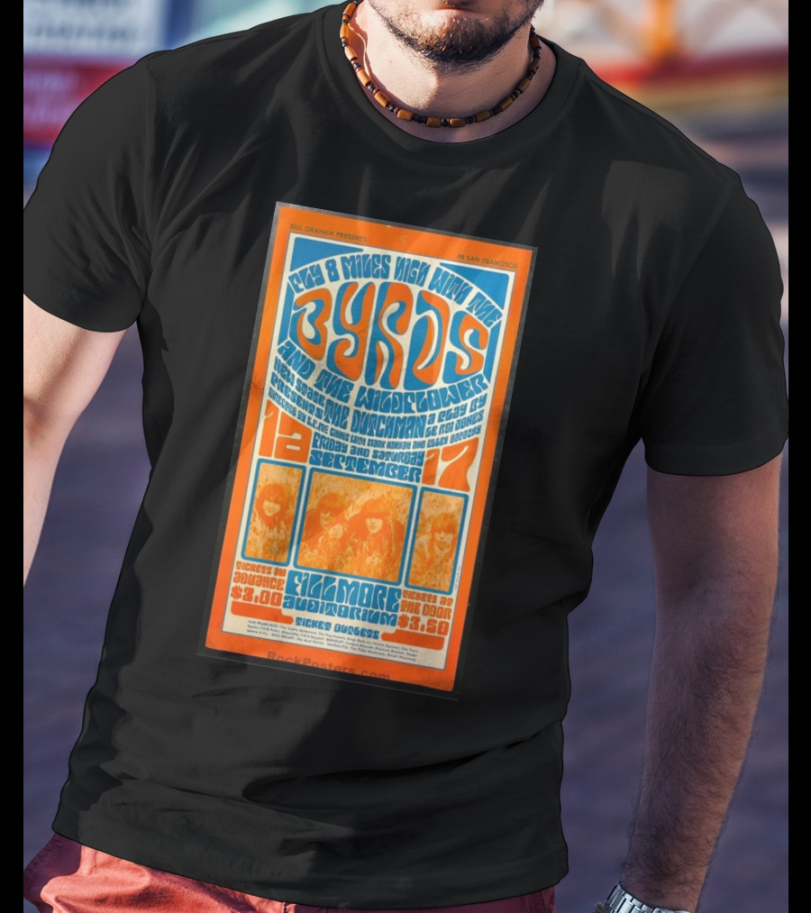 Bill Graham Presents Byrds And Wildflower September 1966 Fillmore Auditorium San Francisco T-Shirt