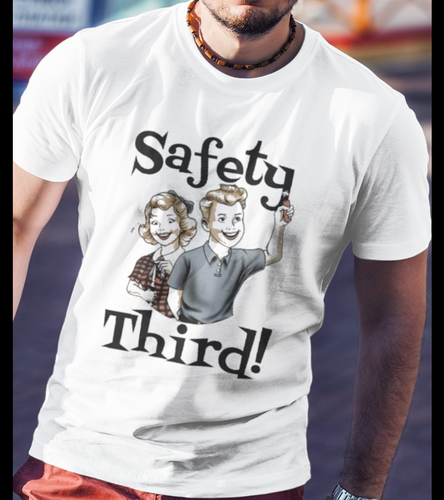 Safety Third Kid Retro Style Humor T-Shirt