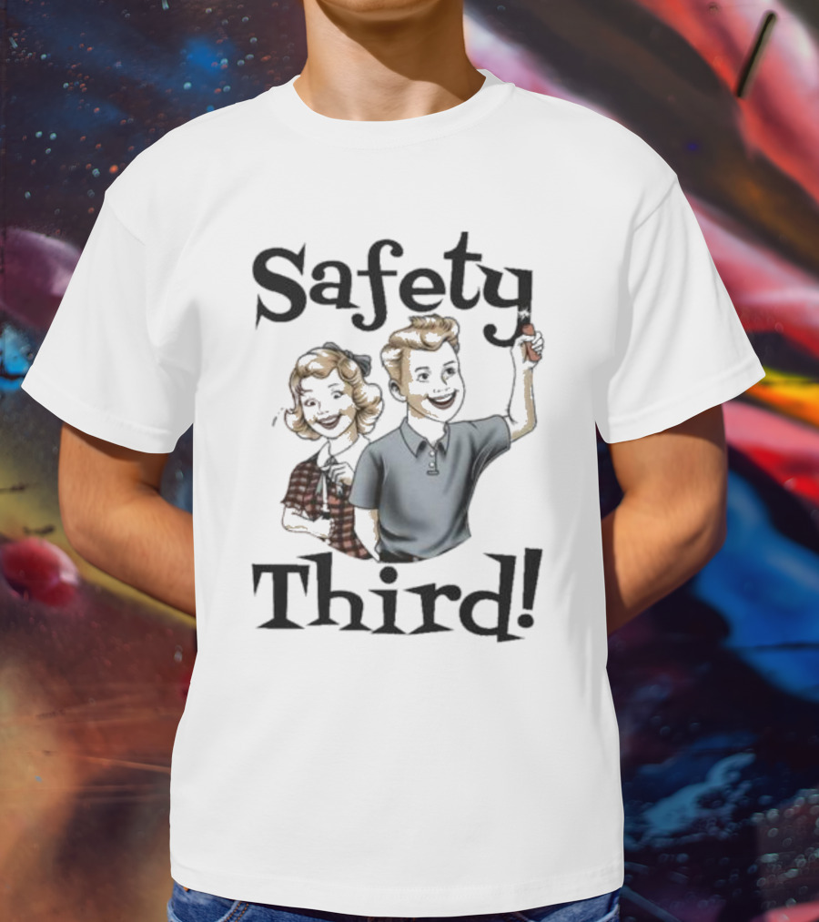 Safety Third Kid Retro Style Humor T-Shirt