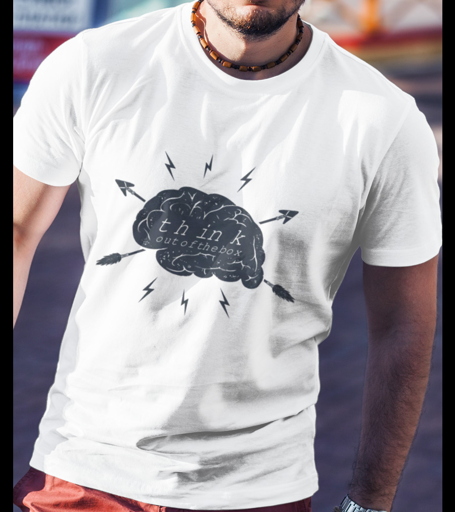 Think Out Of The Box Brain With Arrows And Lightning Bolts T-Shirt