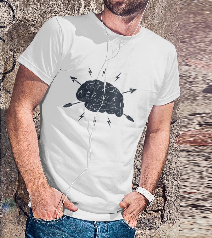 Think Out Of The Box Brain With Arrows And Lightning Bolts T-Shirt