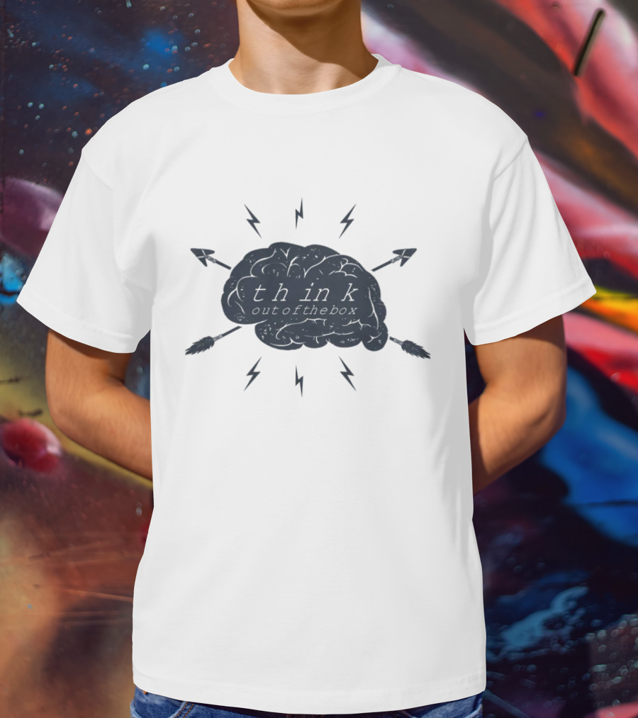 Think Out Of The Box Brain With Arrows And Lightning Bolts T-Shirt