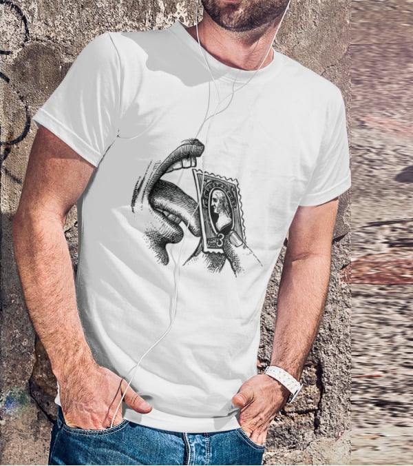 Tongue Licking Vintage Style Stamp T-Shirt
