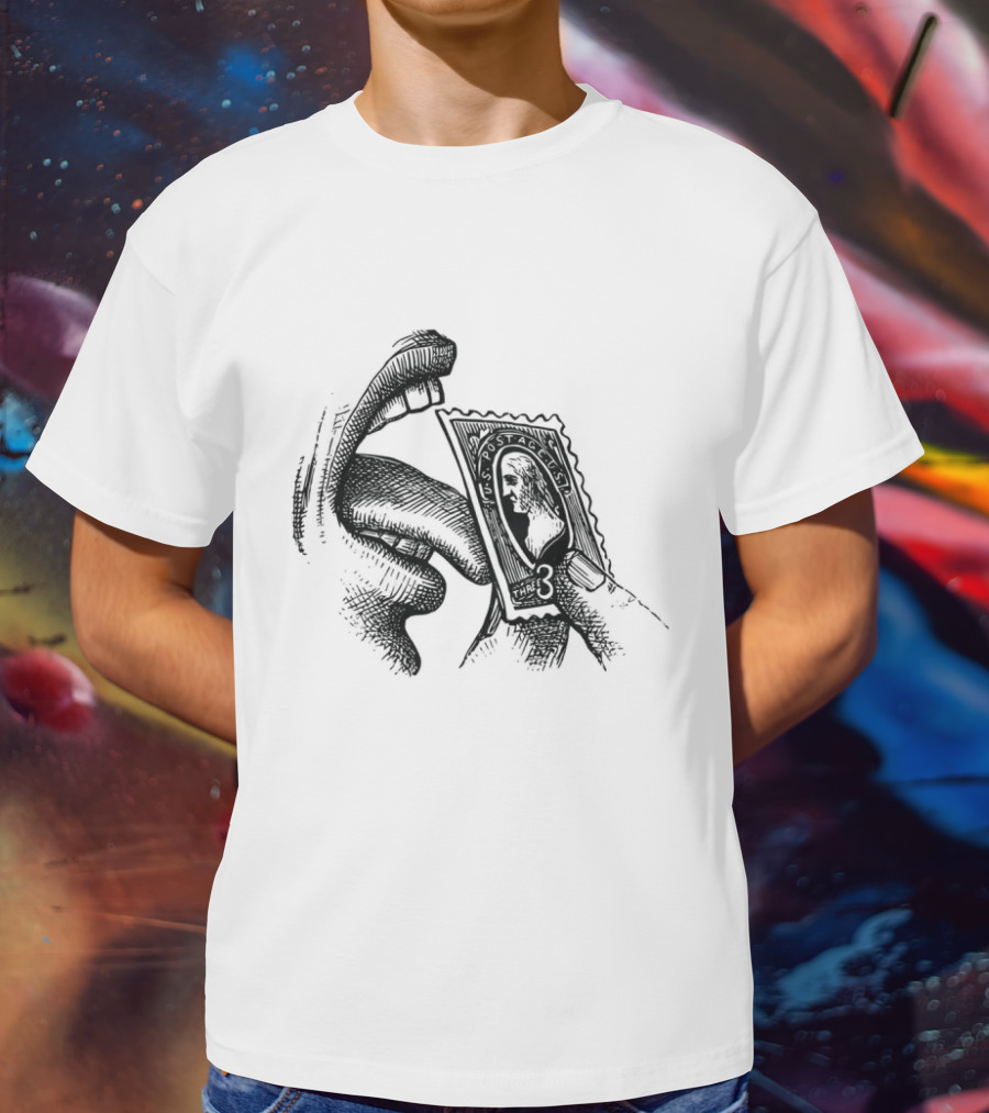 Tongue Licking Vintage Style Stamp T-Shirt