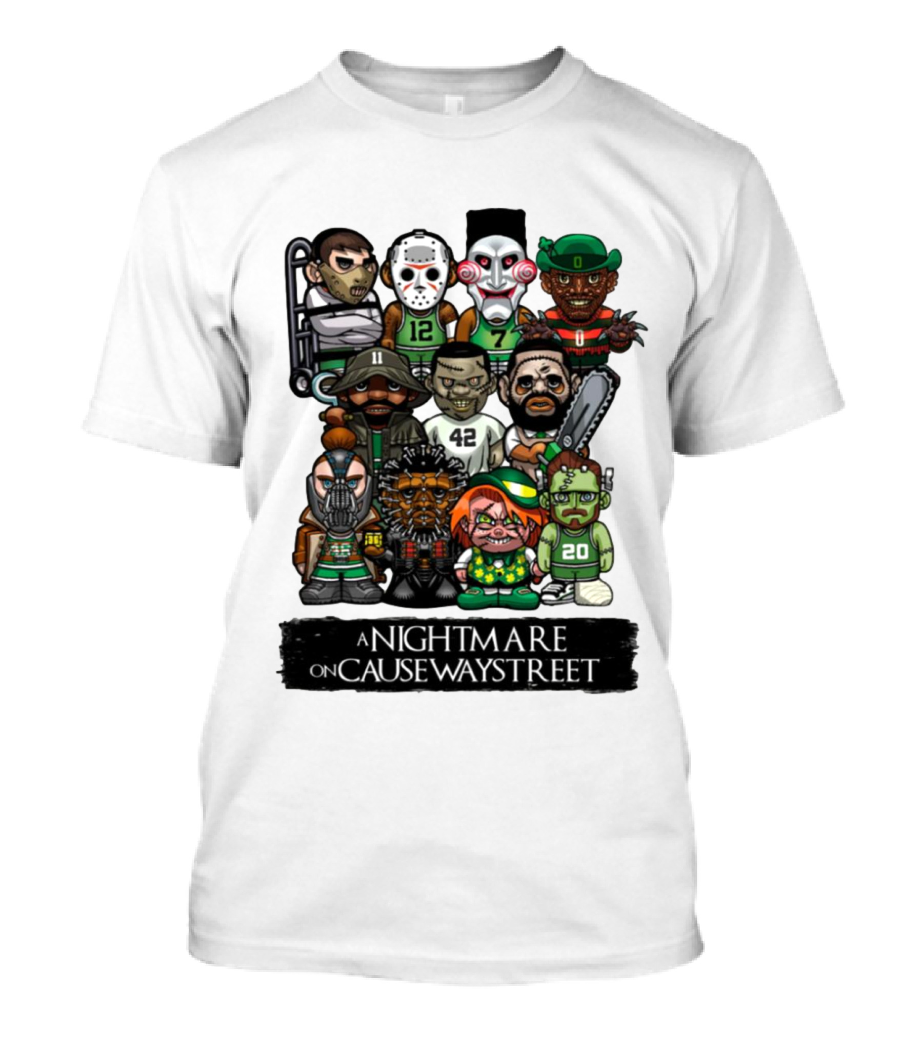 A Nightmare On Causeway Street With Horror Characters And Sports Themes T-Shirt