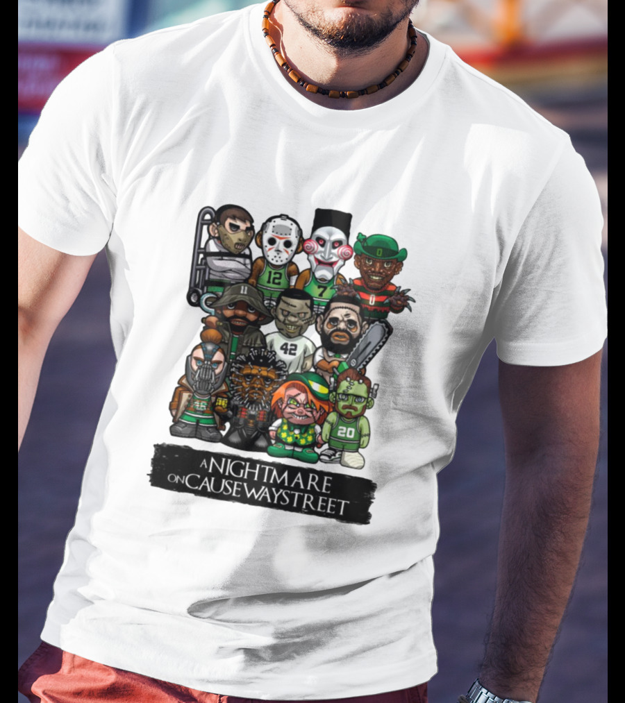 A Nightmare On Causeway Street With Horror Characters And Sports Themes T-Shirt