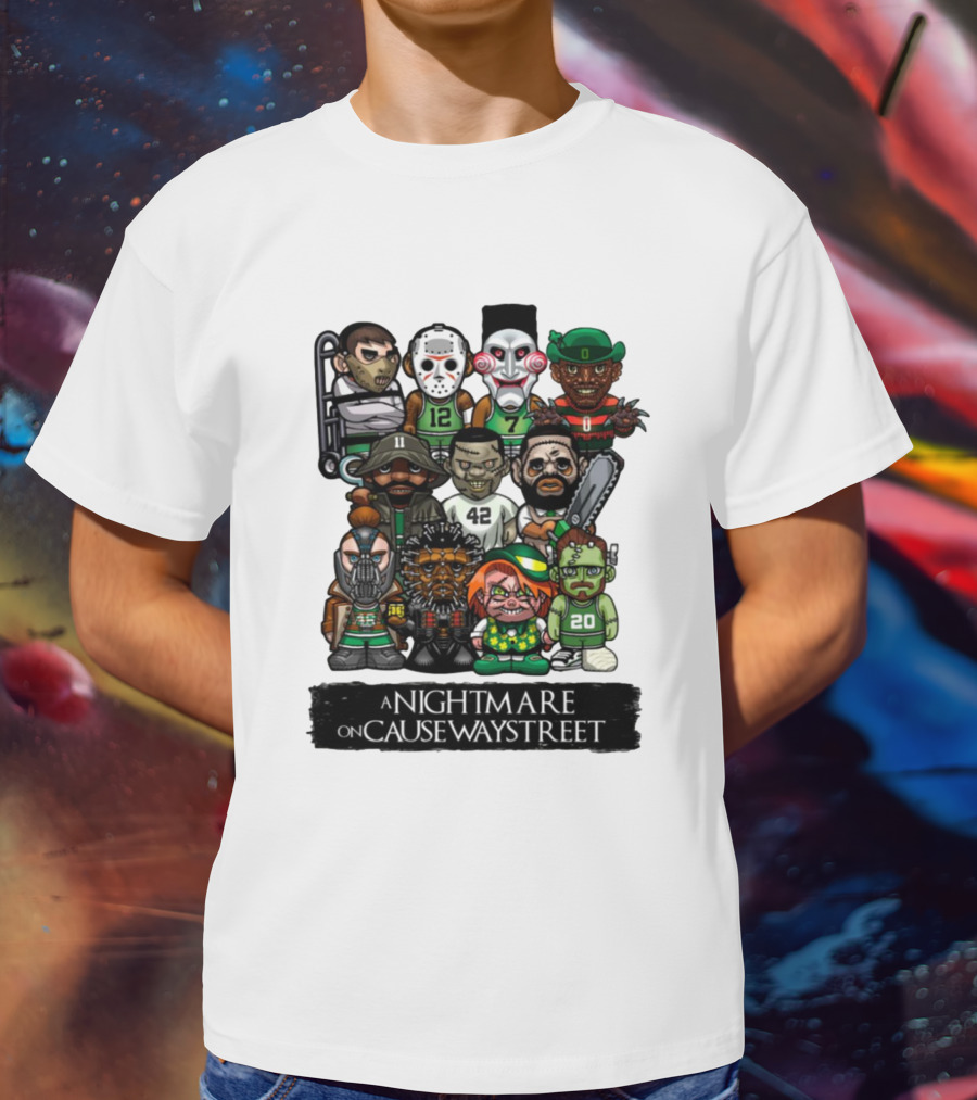 A Nightmare On Causeway Street With Horror Characters And Sports Themes T-Shirt