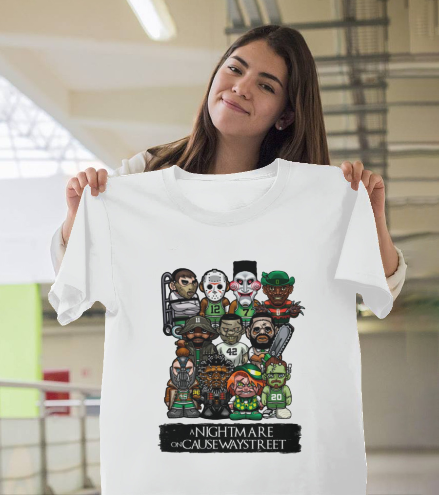 A Nightmare On Causeway Street With Horror Characters And Sports Themes T-Shirt