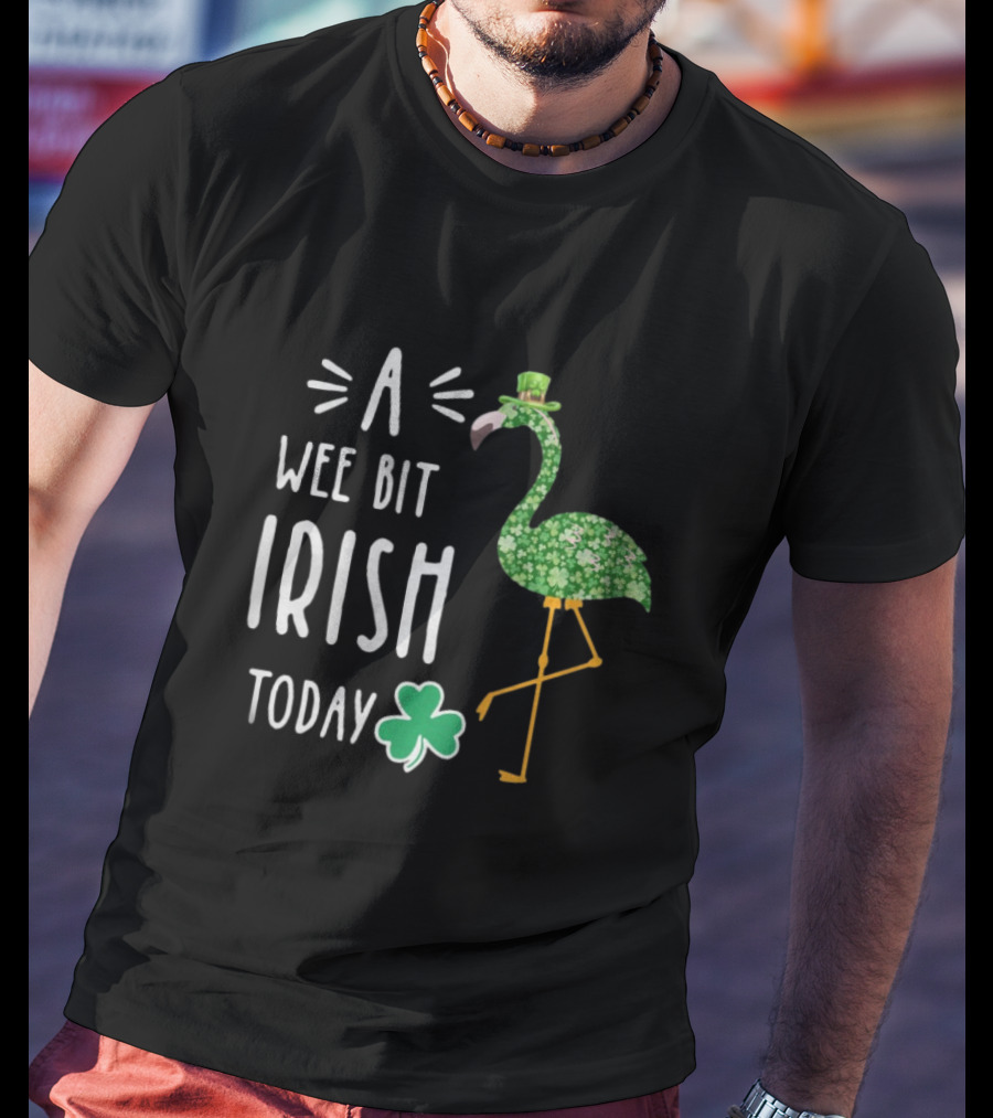 A Wee Bit Irish Today Flamingo Shamrock St Patrick’s Day T-Shirt