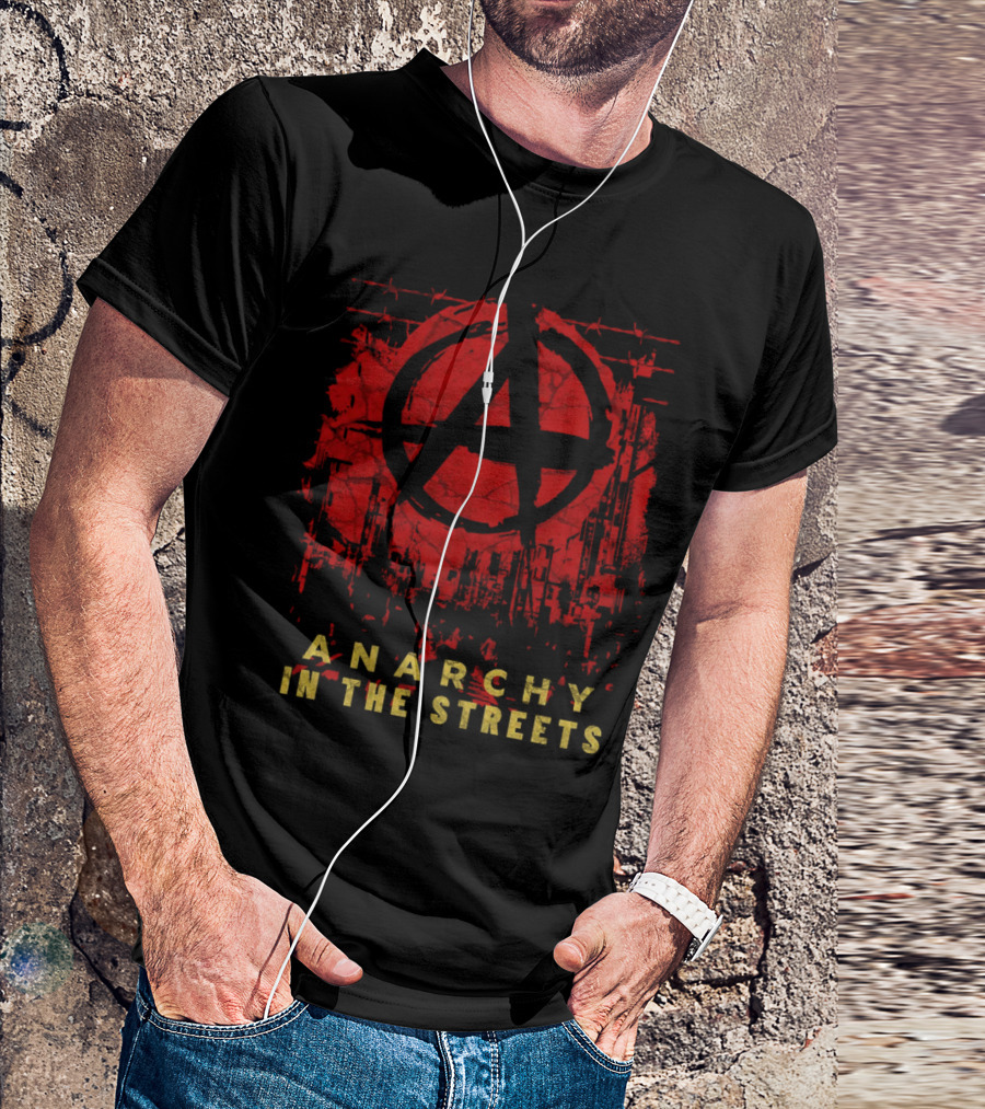 Anarchy In The Streets Red A Symbol Cityscape Urban Grunge T-Shirt